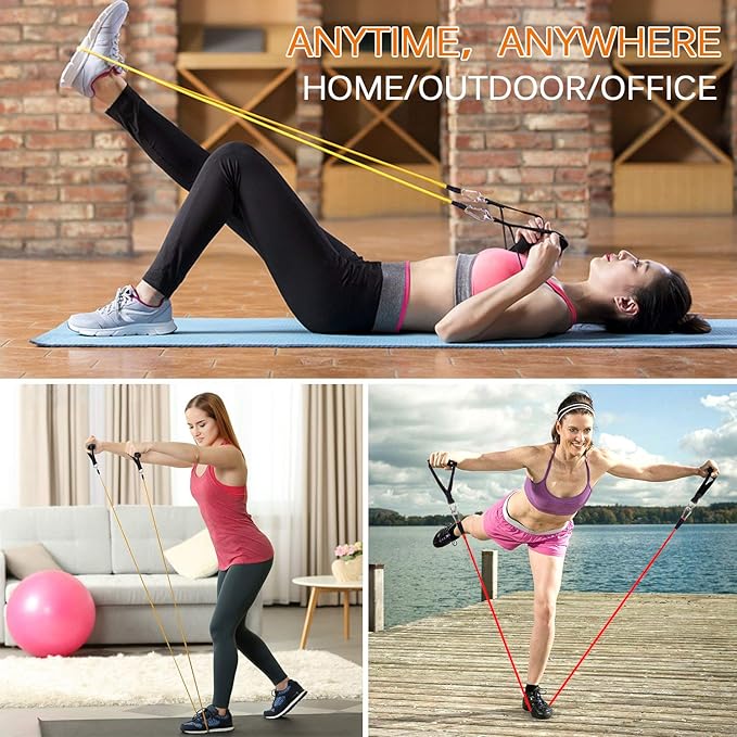 Resistance Bands Set, Himaly Exercise Bands Strength Training Fitness Bands Workout Elastic Bands with Legs Ankle Straps, Door Anchor, Handles & Carry Bag for Home Outdoor Workouts - Bloomnest