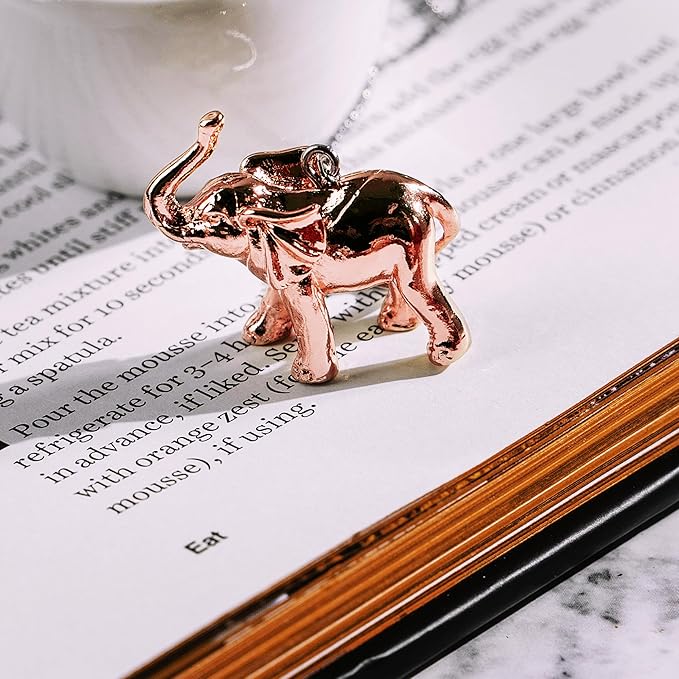 Elephant Tea Infuser Stainless Steel with Rose Gold Charm - Animal Tea Ball Strainer, Cute Reusable Loose Leaf Infuser w/Clip Chain & Glass Holder Gift for Tea Lovers
