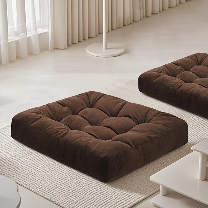 Meditation Floor Pillow 22×22 Inch 2 Pack Large Floor Cushions for Adults Square Tufted Corduroy Floor Pillows for Yoga Living Tatami Room Coffee - Bloomnest