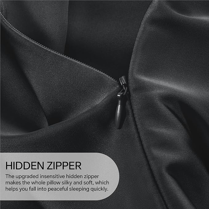INFIIXSO Body Pillow Cover with Zipper, Luxury Mulberry Silk Body Pillow Case 20x54 Inches, Ultra Smooth and Soft Cooling Long Pillowcase, Gift for Women, Men(Black) - Bloomnest