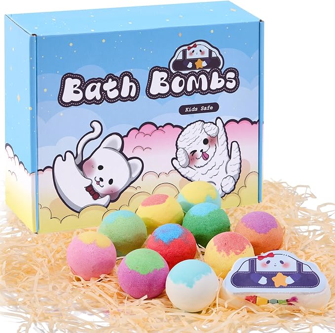 Bath Bombs for Kids with Toys Inside for Girls Boys - 11 Pack Bath Bombs Gift Set with Surprise with Surprise Toys | Kids Safe Bubble Bath Fizzy Balls Halloween Christmas Birthday Gift Kit - Bloomnest