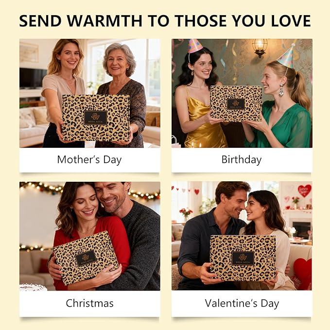 32 Pcs Valentines Day Gifts for Women, Leopard Facial Skin Care Set, Spa & Self-Care Kit, Bath and Body Gifts, Lip Oil, Face Sheet Mask, Serum, Birthday, Christmas, Mothers Day