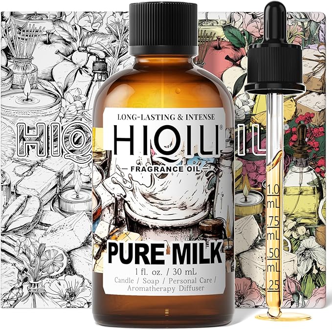 HIQILI Pure Milk Fragrance Oil for Home Diffuser, Ideal for Making Soap, Candles, Sugar Scrub, Skin & Body, Pet Safe - 1 Fl Oz - Bloomnest