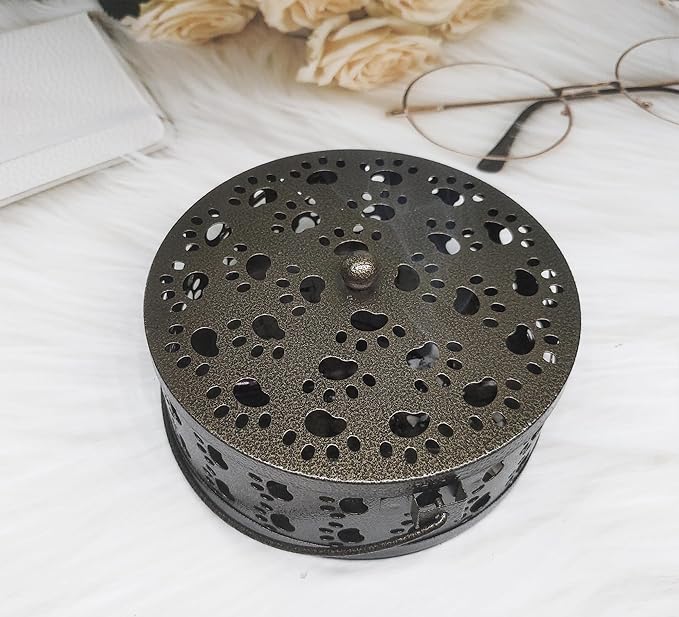 Mosquito Coil Holder, Portable Metal Mosquito Coil Burner, Mosquito Incense Holder with Handle for Home or Outdoor(Cat Paw Cutout Design) - Bloomnest
