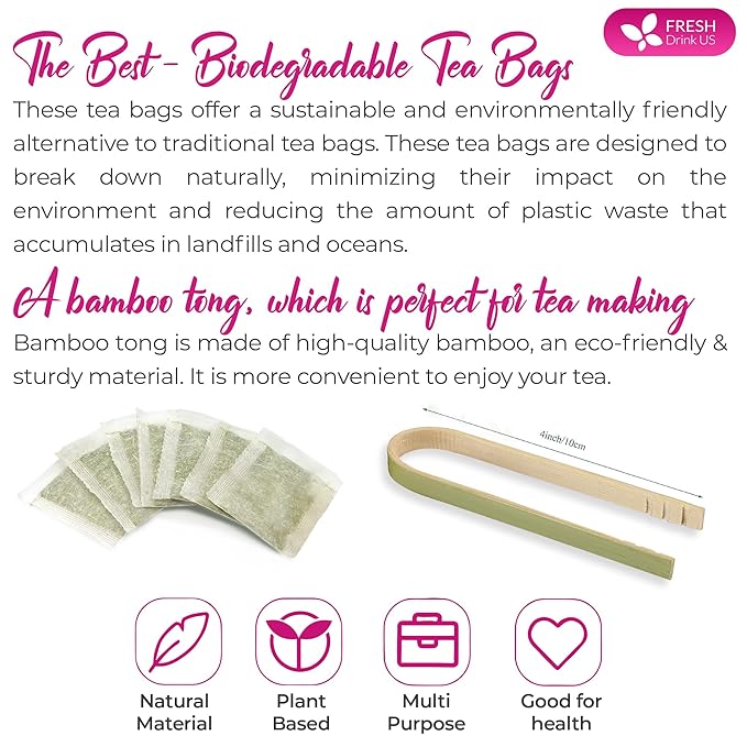 FreshDrinkUS, Premium 75 Marshmallow Root and Leaf Tea Bags, 100% Natural & Pure. Loose Leaf Marshmallow Herbal Tea. Made with Eco-Conscious Tea Bags. No Sugar, No Caffeine, No Gluten, Vegan. - Bloomnest