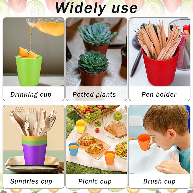 Eccliy 36pcs Kids Cups 8 oz Unbreakable Plastic Stackable Juice Reusable Tumblers Bulk Plastic Drinking Cups for Toddlers Baby Kids, Dishwasher Safe, 6 Colors(Bright Colors) - Bloomnest