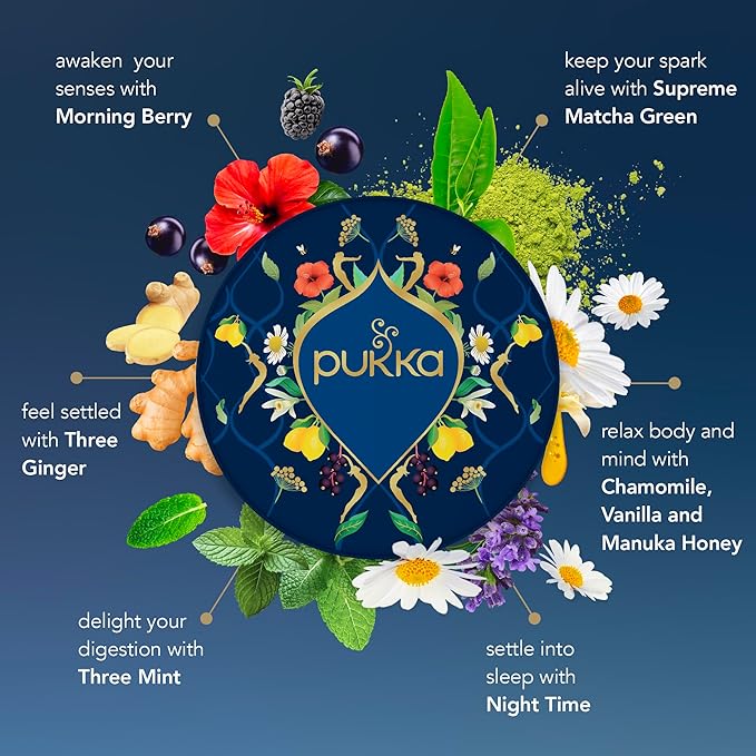 Pukka Luxury Herbal Tea Sampler Box, Organic Tea For Everyday Wellness, Ideal Gift Set for Special Occasions, Holidays, Birthdays & Anniversaries, 90 Teabags, 6 Premium Flavors, Caffeine Free - Bloomnest