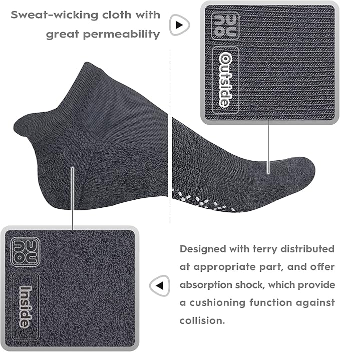 unenow Unisex Non Slip Grip Socks with Cushion for Yoga Pilates Barre Home & Hospital - Bloomnest