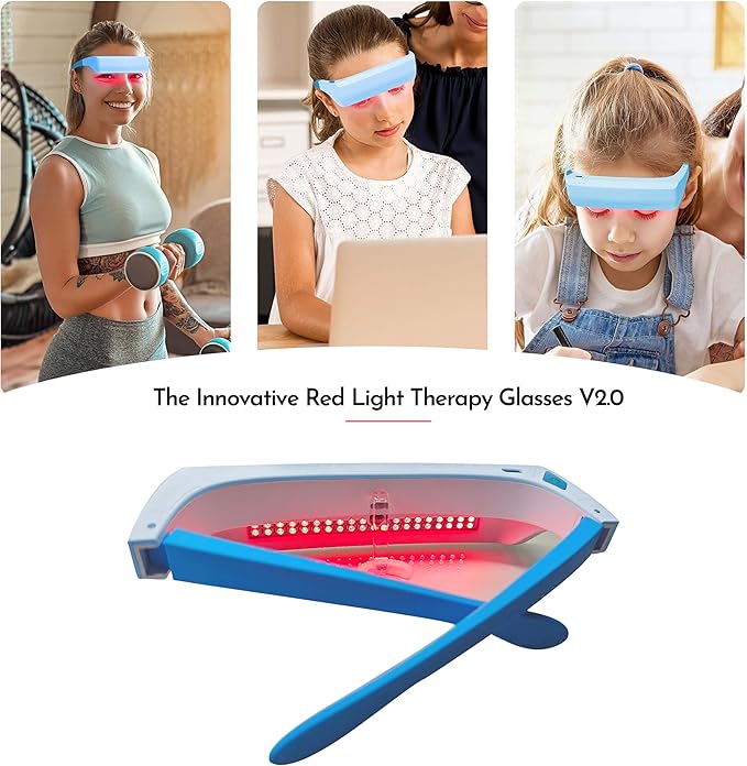 Red Light Therapy Glasses 670nm - Supports Eye Comfort & Visual Wellness, Wearable Red Light Therapy Glasses - UV-Free LED Light, Helps Relieve Eye Fatigue (Red Light) Lukirch