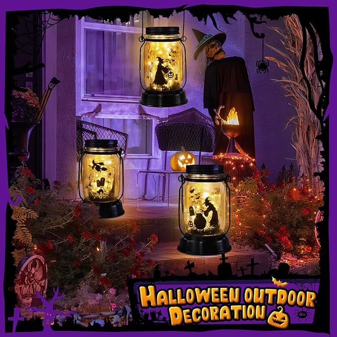 kyoryuger Halloween Decorations Halloween Decor Witch Solar Lanterns Witch Decorations Outdoor Lights Solar Garden for Yard, Patio,Backyard,Porch Torches Lights - Bloomnest