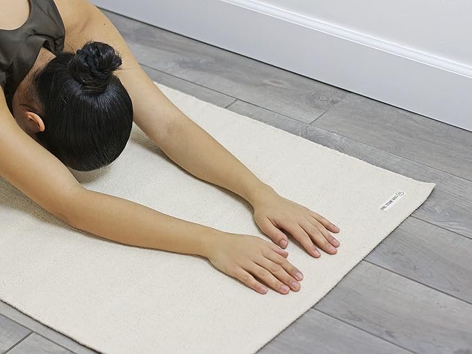 Live Well 360 Handmade Organic Cotton Yoga Mat - Non-Toxic, Chemical-free and All Natural Cloth Yoga Mat - Exercise, Workout, & Fitness Rug - Woven Material - Absorbent & Washable - 78" x 27" - Bloomnest