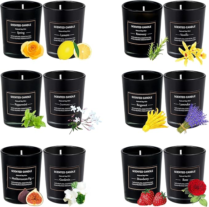 12pcs 2.5oz Scented Candles Gift Set Soy Wax Decorative Candles for Home. - Bloomnest