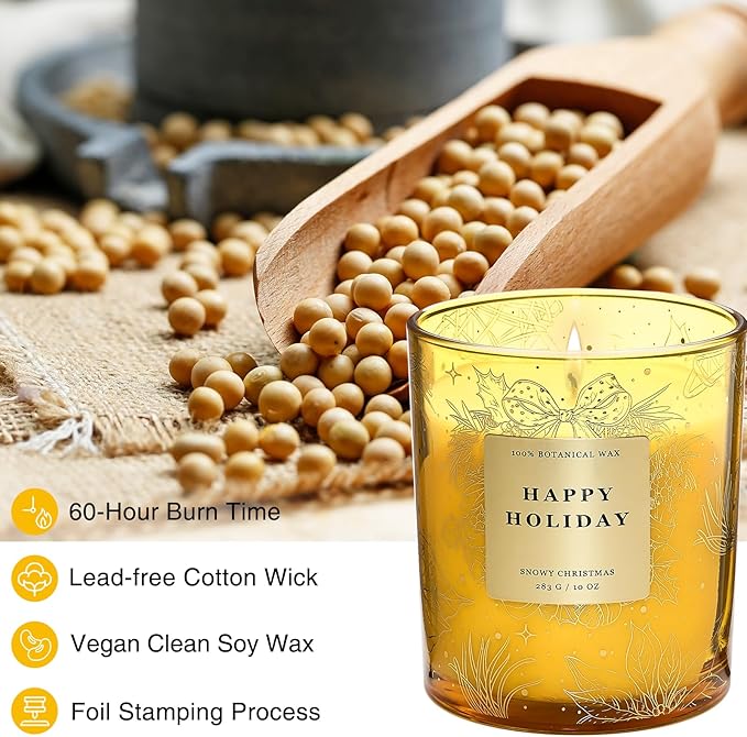 M&SENSE Holiday Scented Candle Gift for Women and Men - Snowy Christmas, 10 oz Soy Wax, Birthday, Holiday,Christmas, New Year Gift - Bloomnest