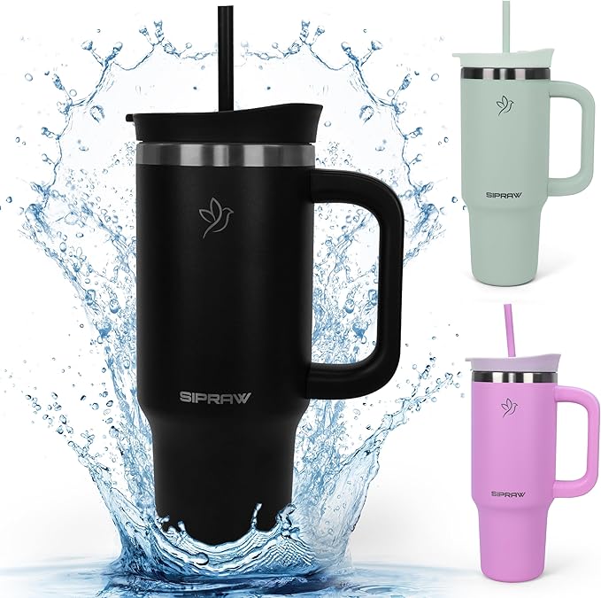 Tumbler with Handle, Insulated Tumbler with Lid and Straw, Stainless Steel Travel Coffee Mug, Cup Holder Friendly, Perfect for Camping, Travelling & Gifting, 30oz, Black - Bloomnest