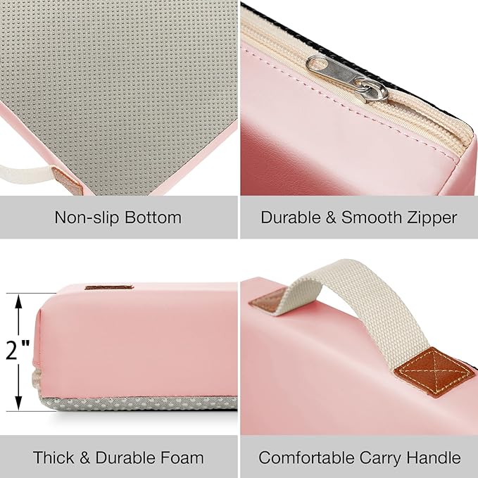 HappyPicnic Waterproof Kneeling Pad for Garden or Bath, 2 inch Thick Soft Foam Kneeler Mat for Gardeners Knee Support or Bathtub Bathing with Handle and Removable Cover - Pink - Bloomnest