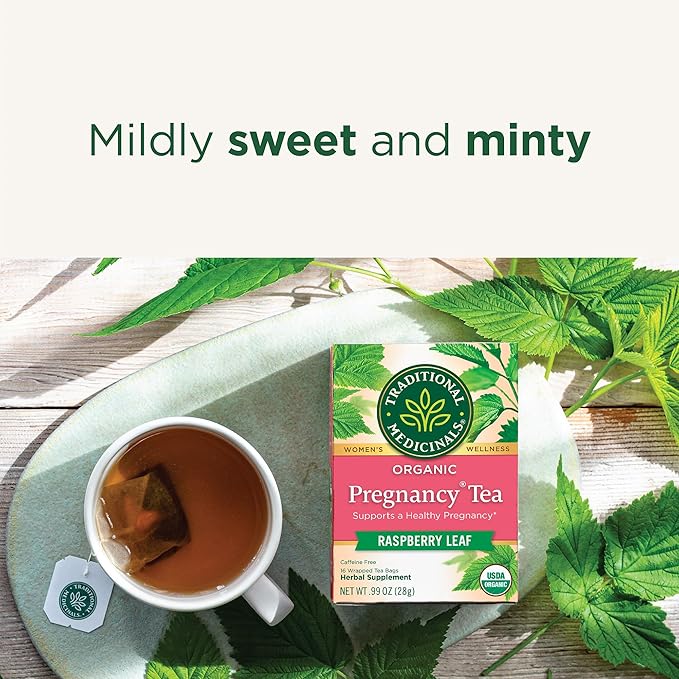 Traditional Medicinals Tea, Organic Pregnancy Tea, Supports a Healthy Pregnancy, Raspberry Leaf and Spearmint, 16 Tea Bags - Bloomnest