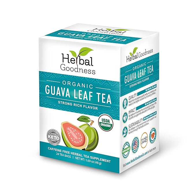 Herbal Goodness Guava Leaf Tea - 6 Packs | Herbal Tea for Natural Digestive & Immune Support - Hojas De Guayaba Organica for Heart-Healthy | Organic, Non-GMO, Caffeine-Free Antioxidant Wellness Tea - Bloomnest