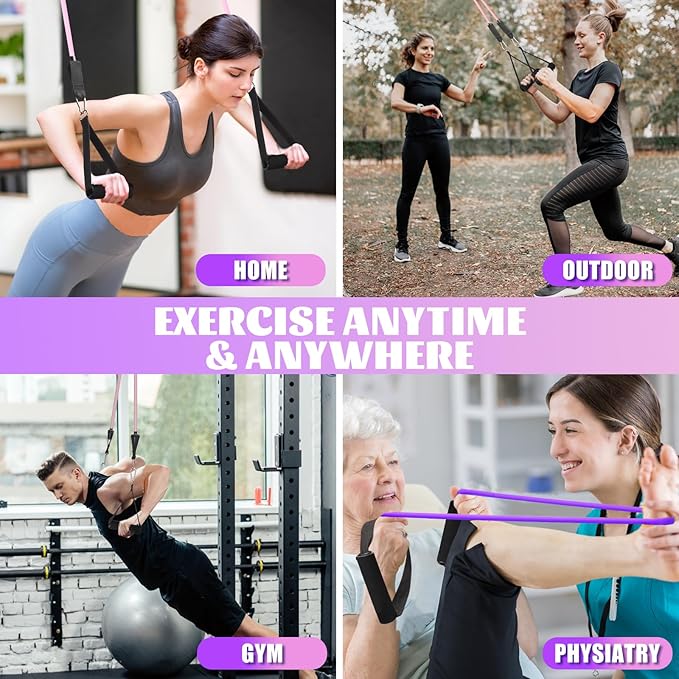 Exercise Resistance Bands with Handles for Working Out, 150/200/250/300 lbs Workout Bands Set with Door Anchor for Physical Therapy, Yoga, Pilates - Bloomnest