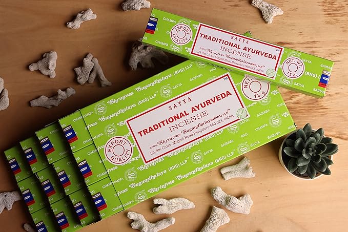 EARTH Satya Traditional Ayurveda Incense Sticks 15 GMS (Pack of 12) (Green Certified) Indian Perfumed Hand Rolled Agarbatti Perfect for Worship,Relaxation, Medication. Earth