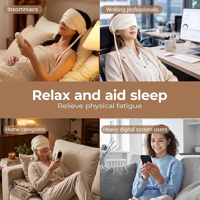 WELLPATH Electric Head Massager for Headaches, Eye Massager with Heat, Rechargeable Head and Eye Massage for Stress Relax, Fatigue, Ideal for Rest & Relaxation, Best Gift for Mom/Dad WELLPATH