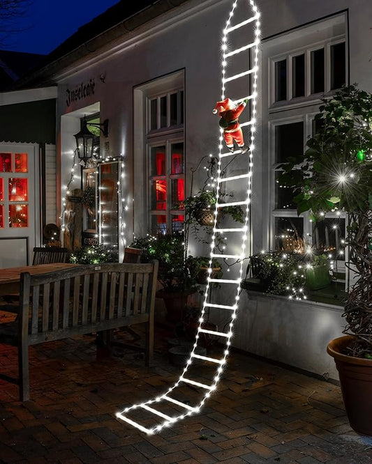Toodour LED Christmas Lights - 10ft Christmas Decorative Ladder Lights with Santa Claus, Xmas Decorations Light for Indoor Outdoor, Window, Garden, Home, Wall, Xmas Tree Decor - White - Bloomnest