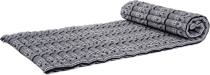 Leewadee - Foldable Floor Mattress - Japanese Roll Up Futon -Trifold Tatami Mat- Guest Floor Bed - Camping Mattress - Thai Massage Mat, Kapok Filled, 75 x 28 inches, Black White - Bloomnest