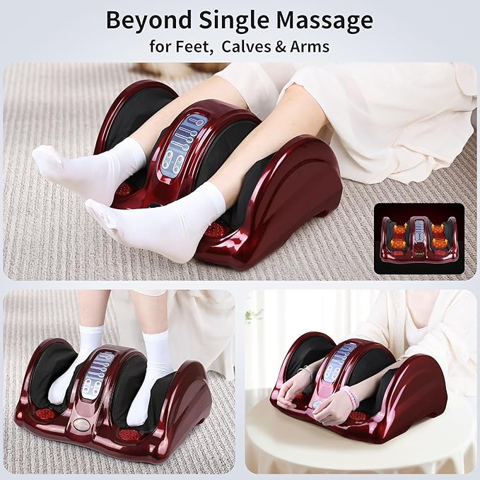 Foot Massager with Heat, Shiatsu Foot Massager for Circulation and Pain Relief and Heat Therapy, Ankle, Calves and Feet Massage with Deep Kneading Rolling, Gifts for Women Men Mother Father - Bloomnest
