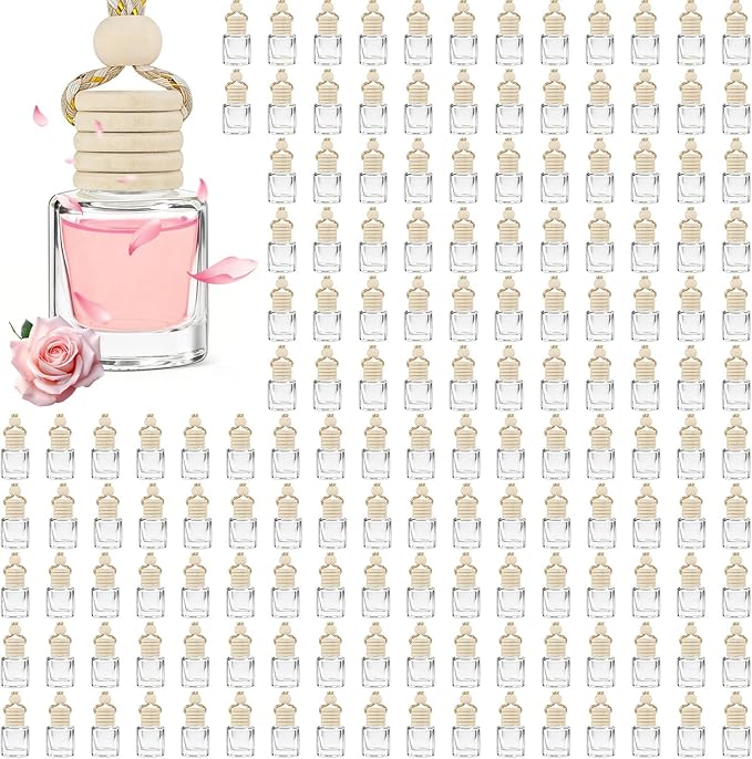240 Pcs car Diffuser Bottle Set with Wooden Caps,Dropper and Funnel, Empty Glass car air freshener bottle Bulk Hanging Essential Oil Fragrance Pendants for Car Decor，Can DIY Car Air Freshners Diffuser - Bloomnest