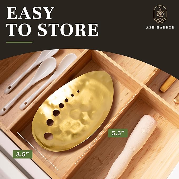 Brass Herb Stripper Bowl 7 Hole Sizes Shred & Catch Herbs & Greens 5.5 x 3.5 In. AH-STBS-2023 - Bloomnest