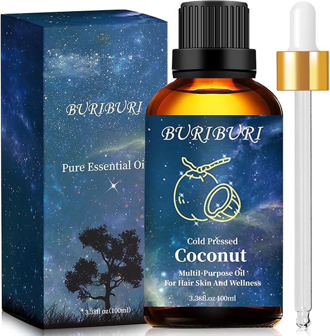 BURIBURI Coconut Essential Oil 100ml Premium Grade Scented Oil Coconut Fragrance Oil Carrier Oil for Diffusers, Massage, Candle Making Soap Making BURIBURI