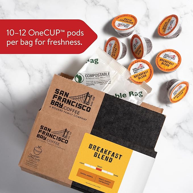 San Francisco Bay Compostable Coffee Pods - Breakfast Blend (120 Ct) K Cup Compatible including Keurig 2.0, Medium Roast - Bloomnest