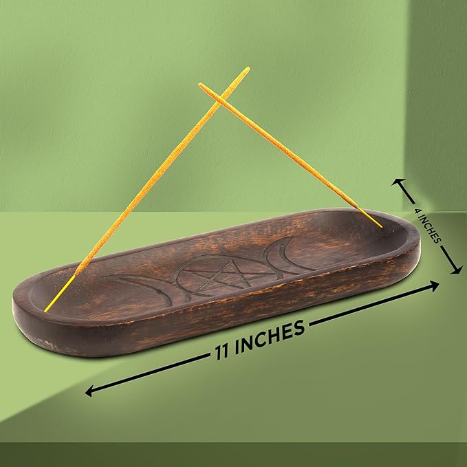 raajsee Incense Holder Hand Carved -Incense Burner Holder –Ash Catcher - Incense Stick Holder - Meditation & Yoga - Great Gift for Any Occasion Size 11x4 inch - Bloomnest