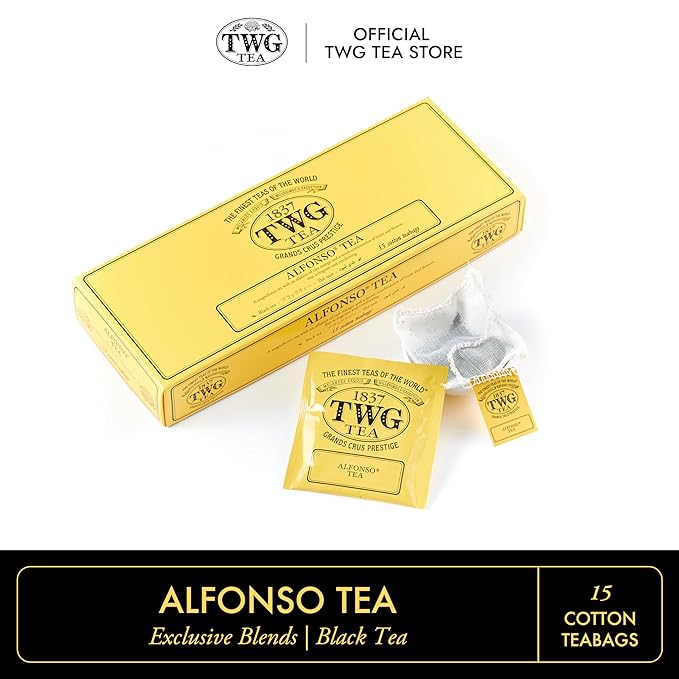 TWG Tea | Alfonso Tea | Black Tea | Mango Pieces | 15 Hand Sewn Cotton Teabags | Gift Set - Bloomnest