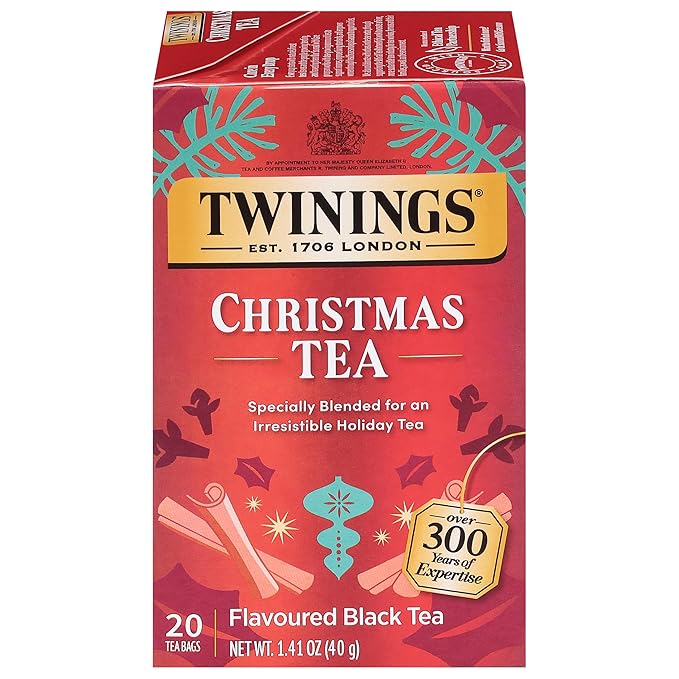 Twinings Christmas Black Tea Individually Wrapped Bags, 20 Count (Pack of 1), Aromatic Cinnamon & Clove, Caffeinated, Enjoy Hot or Iced, 20 Teabags - Bloomnest