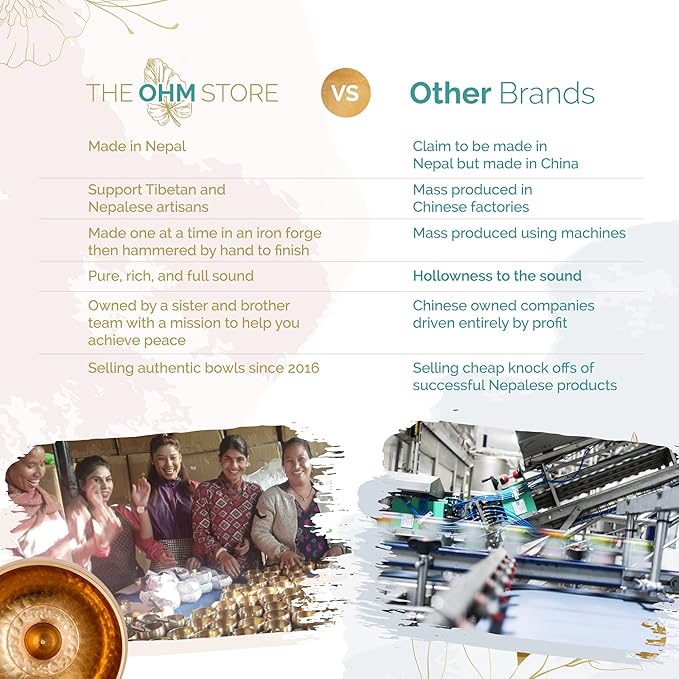 Tibetan Singing Bowl Set with Healing Mantra Engravings — Yoni Meditation Sound Bowl Handcrafted in Nepal — Yoga, Chakra Healing, Stress Relief, Mindfulness