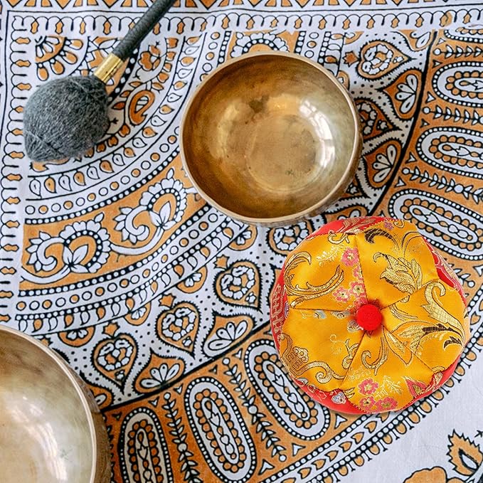 2pcs Buddhist Sound Bowl Cushion Pad Tibetan Singing Bowl Holder for Meditation Durable Embroidered Design Essential Buddhist Accessory - Bloomnest