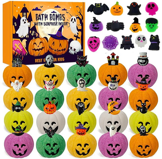 Spooky Bath Bombs for Kids with Surprise Inside, Bubble Bath Bomb with Halloween, Fruity Scents, Relaxing Aromas, Ideal Birthday Gift for Girls - Bloomnest