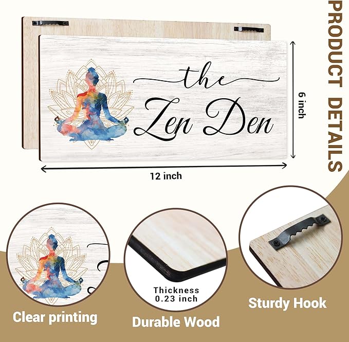 Zen Den Wooden Sign with Stand - Serene Meditation Room Decor - Mindfulness & Yoga Wall Art - Inspirational Spa, Home Office, or Wellness Center Plaque. (056) - Bloomnest