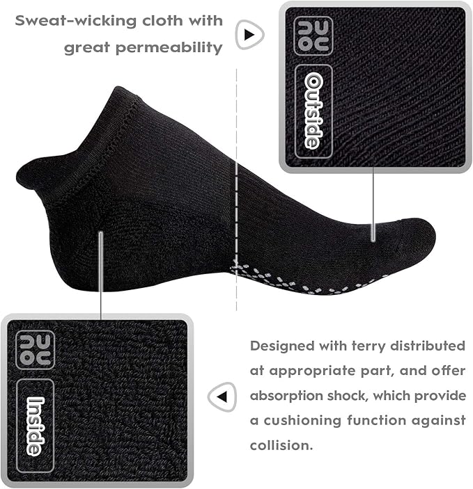 unenow Unisex Non Slip Grip Socks with Cushion for Yoga Pilates Barre Home & Hospital - Bloomnest