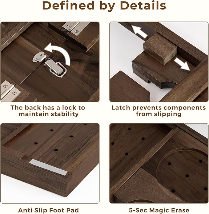 Teak Bathtub Tray, Wooden Tray Caddy for Bathtub, Luxury Bathroom Trays for Home Spa Relaxation, Teak Bathtub Caddy as Housewarming, Wedding Gifts for Women (Walnut Teak) - Bloomnest