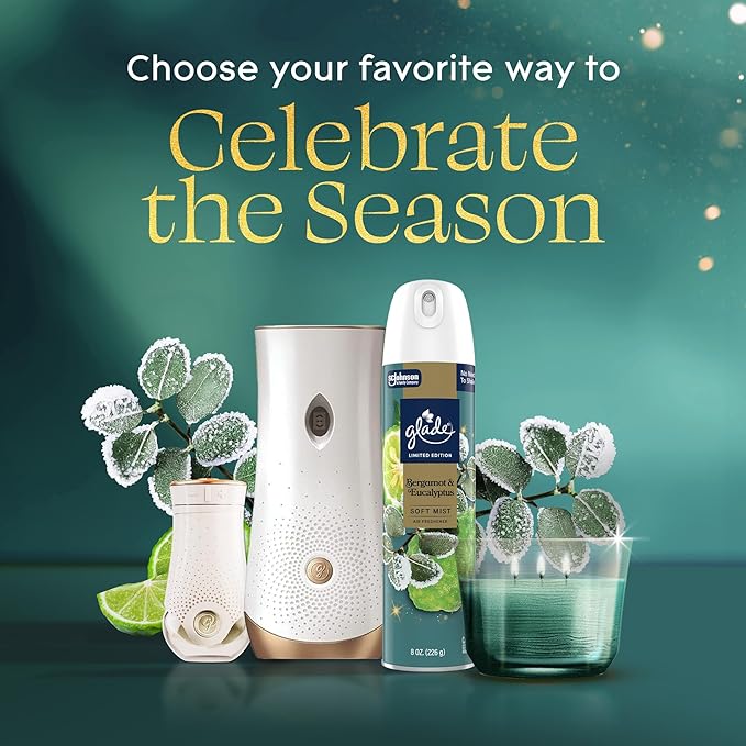 Glade 3-Wick Scented Candle Jar, Bergamot & Eucalyptus, Air Freshener Infused with Essential Oils, 6.8 Oz, 3 Count - Bloomnest