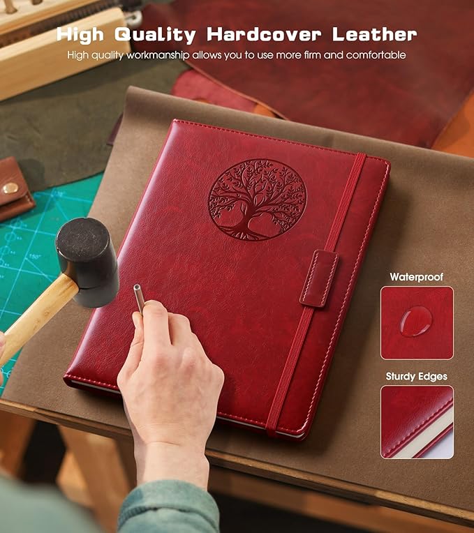 Lined Journal Notebook for Women Men,256 Pages B5 Large Hardcover Leather Journals for Writing,Travel,Business,Work & School,College Ruled Notebooks for Note Taking,Diary Notepad 7.8"×10.2" - Bloomnest