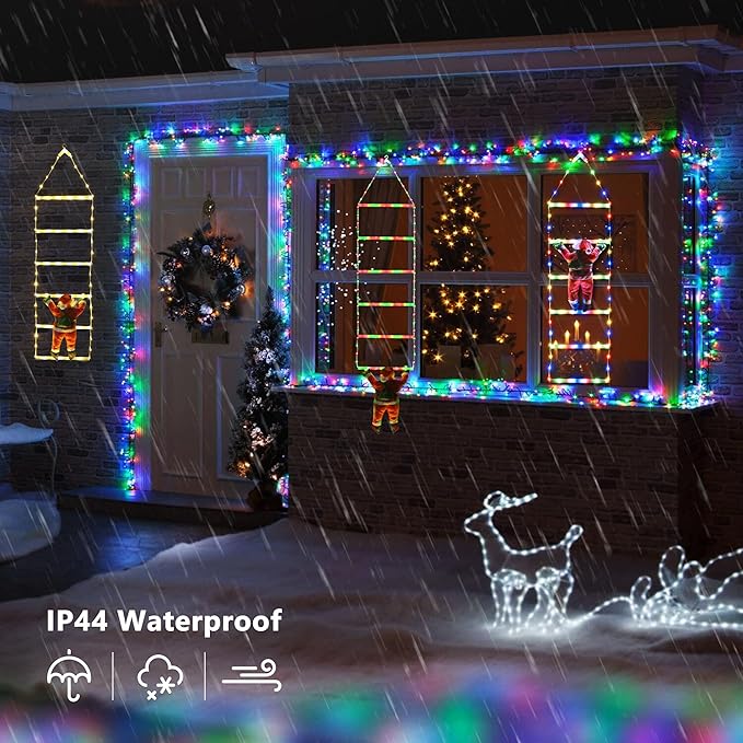 Toodour LED Christmas Light - 2.5FT Christmas Decorative Ladder Lights with Santa Claus, Xmas Decorations Light for Indoor Outdoor, Window, Garden, Home, Wall, Xmas Tree Decor - Red & Green - Bloomnest