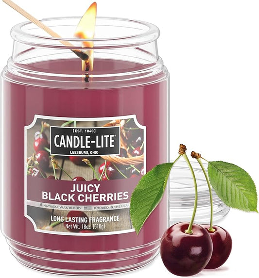 Candle-lite Scented Candles, Juicy Black Cherries, 18 oz Jar, Proudly Poured in The USA, Aromatherapy Candle, Single-Wick with 110 Hours of Burn Time, Perfect for Creating an Inviting Ambiance - Bloomnest