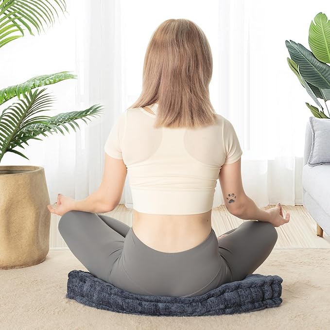 Fan-Shaped Floor Cushion Fan Floor Pillow, Meditation Cushion for Sitting or Yoga, Pizza Cushions Thick Outdoor Seating for Kids for Adults 20"*20" - Bloomnest