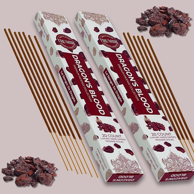 Dragons Blood Incense Sticks for Protection - Total 120 Insence-Sticks - 6 Packs of 20 Insense - Inciensos - Inscents - Natural Non Toxic Ingredients - Incents - Incence - Inscense - Insents TRUMIRI