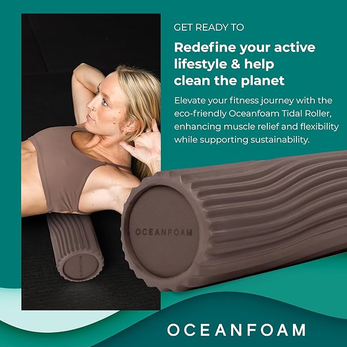 Oceanfoam Tidal Roller - Espresso - Muscle Massage Foam Roller for Back Pain & Stretching - Firm and Ergonomic Wide Wave Textured - Yoga, Athletics, & Wellness - Full Size, 20" x 5"