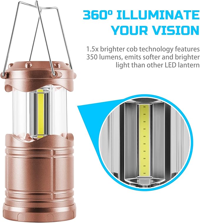 Lichamp LED Camping Lantern, 4 Pack Battery Powered Flashlight for Power Outages, Portable Collapsible Hanging Light Essential for Home, Outdoor, Emergency Lamp Survival Kit Gear for Hurricane,B4RG - Bloomnest