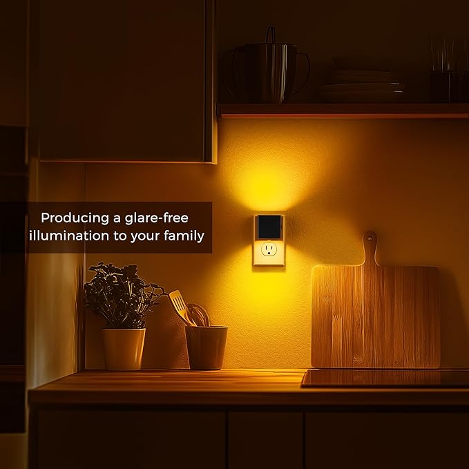 L LOHAS LED Night Light,Night Lights Plug into Wall,[2-Pack] Dimmable Night Light with Light Sensor,1800K Amber Light,Modern Nightlight for Bathroom Hallway Kitchen - Bloomnest