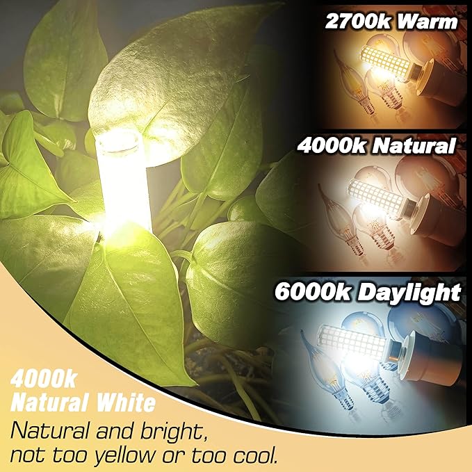 E12 100 Watt Equivalent LED Corn Bulbs 10W 4000K Natural White 1200lm 120V C7 T6 E12 LED Ceiling Fan Light Bulbs for Chandelier Pendant Lighting Candelabra Light Bulbs, Non-dimmable, 4 Pack - Bloomnest